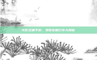火影忍者手游，须佐佐助口令大揭秘