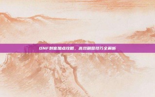DNF刺客加点攻略，高效刷图技巧全解析