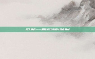 天下好兵——策略游戏攻略与深度解析