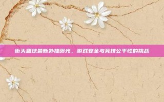街头篮球最新外挂曝光，游戏安全与竞技公平性的挑战