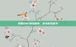 掌握DNF属性相克，成为游戏高手