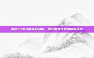 揭秘CSGO最强启动项，提升游戏性能的终极指南