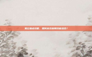 鬼泣加点攻略，如何高效利用技能组合？
