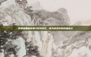 掌握暗黑破坏神3双持技巧，成为游戏中的终极战士