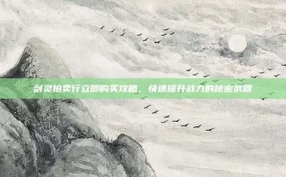剑灵拍卖行立即购买攻略，快速提升战力的秘密武器