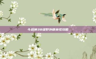 斗战神38级野外精英怪攻略