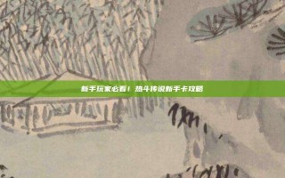 新手玩家必看！热斗传说新手卡攻略