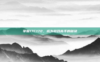 掌握17C172，成为游戏高手的秘诀