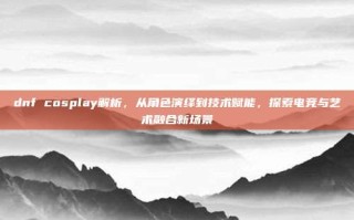 dnf cosplay解析，从角色演绎到技术赋能，探索电竞与艺术融合新场景