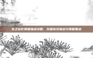 龙之谷影舞者加点攻略，挖掘高效输出与策略要点