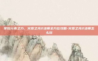 掌控元素之力，火炬之光2法师全方位攻略-火炬之光2法师怎么玩