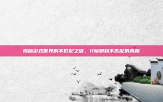 揭秘游戏世界的不匹配之谜，11检测到不匹配的真相