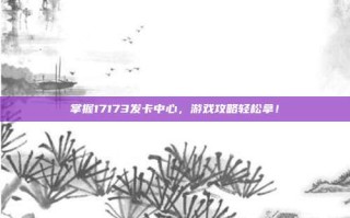 掌握17173发卡中心，游戏攻略轻松拿！