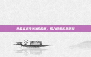 三国立志传3攻略图解，深入探索游戏精髓