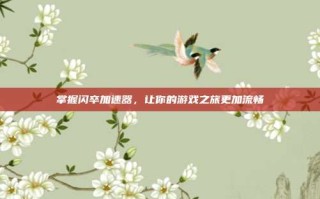 掌握闪卒加速器，让你的游戏之旅更加流畅