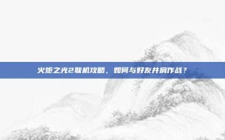 火炬之光2联机攻略，如何与好友并肩作战？
