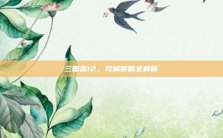 三国志12，攻城策略全解析