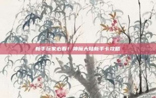 新手玩家必看！神魔大陆新手卡攻略