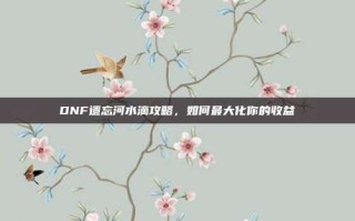 DNF遗忘河水滴攻略，如何最大化你的收益