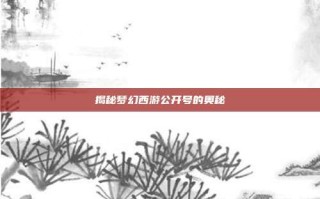 揭秘梦幻西游公开号的奥秘