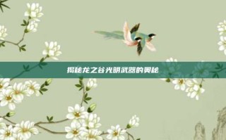 揭秘龙之谷光明武器的奥秘
