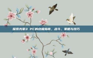 探索光晕3 PC的终极指南，战斗、策略与技巧