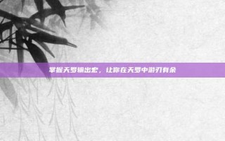 掌握天罗输出宏，让你在天罗中游刃有余
