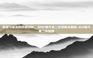 铁拳与意志的终极进化，DNF格斗家二次觉醒全解析-dnf格斗家二次觉醒