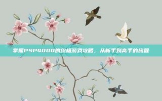 掌握PSP4000的终极游戏攻略，从新手到高手的旅程