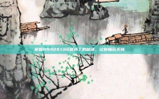 掌握NBA2K13闪退补丁的秘诀，让你畅玩无忧