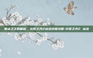 寒冰之王的崛起，火炬之光2冰法终极攻略-火炬之光2 冰法