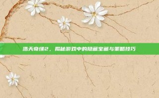 浩天奇缘2，揭秘游戏中的隐藏宝藏与策略技巧