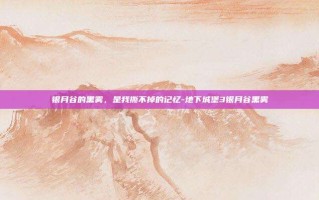 银月谷的黑雾，是我撕不掉的记忆-地下城堡3银月谷黑雾