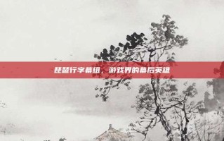 琵琶行字幕组，游戏界的幕后英雄