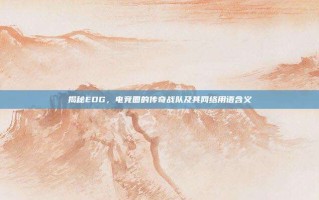 揭秘EDG，电竞圈的传奇战队及其网络用语含义