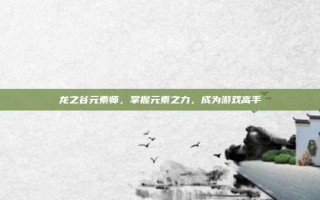 龙之谷元素师，掌握元素之力，成为游戏高手