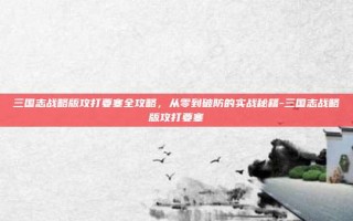 三国志战略版攻打要塞全攻略，从零到破防的实战秘籍-三国志战略版攻打要塞