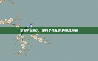 掌握PUBG，如何个性化你的游戏角色