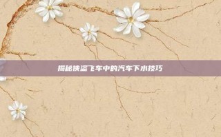 揭秘侠盗飞车中的汽车下水技巧