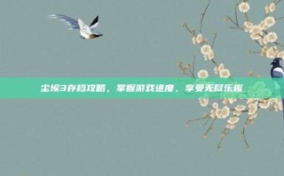尘埃3存档攻略，掌握游戏进度，享受无尽乐趣