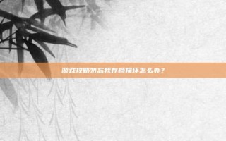 游戏攻略勿忘我存档损坏怎么办？