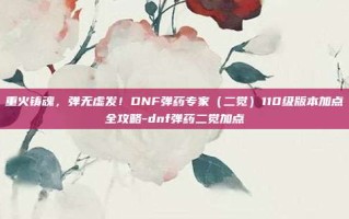 重火铸魂，弹无虚发！DNF弹药专家（二觉）110级版本加点全攻略-dnf弹药二觉加点