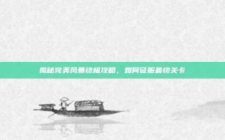 揭秘完美风暴终极攻略，如何征服最终关卡