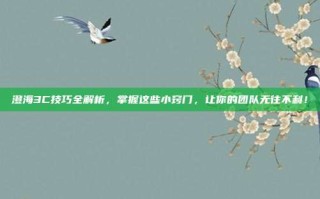 澄海3C技巧全解析，掌握这些小窍门，让你的团队无往不利！