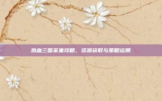 热血三国采集攻略，资源获取与策略运用