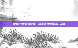 掌握DNF裂风技能，成为游戏中的风云人物