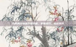 九阴真经快速升级攻略，掌握技巧，轻松提升
