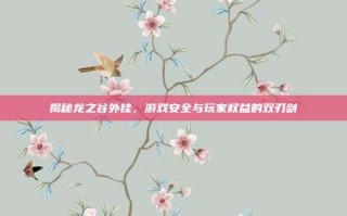 揭秘龙之谷外挂，游戏安全与玩家权益的双刃剑
