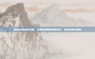 柔道pk加点全攻略，从基础策略到极限优化，通关秘籍全解析