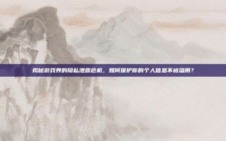 揭秘游戏界的隐私泄露危机，如何保护你的个人信息不被滥用？